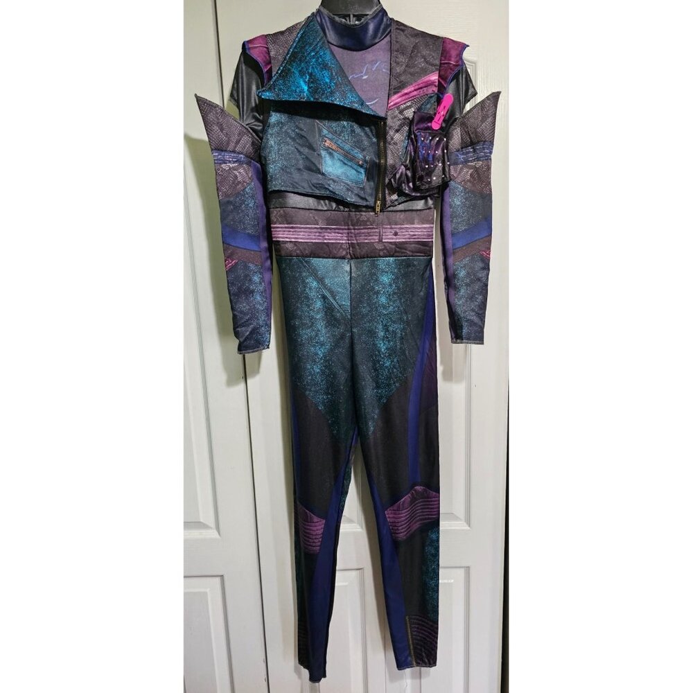 Descendants 3 Mal Kids Costume 10-12 Jumpsuit Vest Glovettes Gloves Disney Girls